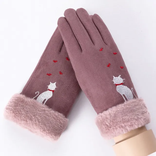 Fleece Thickened Warm Ladies Gloves With Touch Screen Bean Paste - Shop at LoveMi