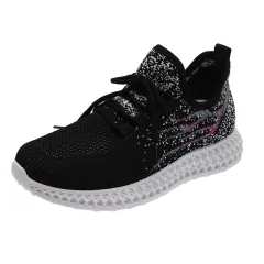 Couple Sneakers Flying Woven Mesh Shoes - Black - View 1