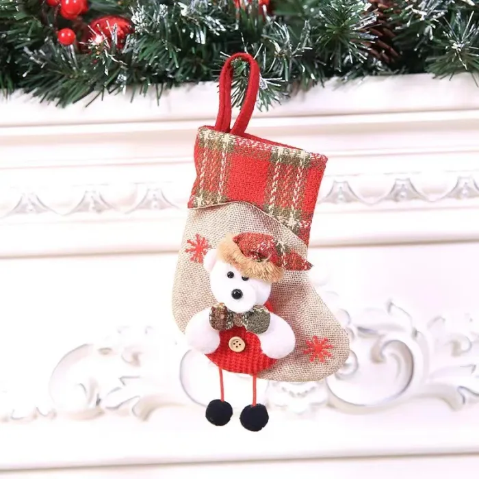 Mini Christmas Stocking Ornaments, Santa, Snowman and Reindeer Designs, Sold in Packs of 4 - detail photo 11