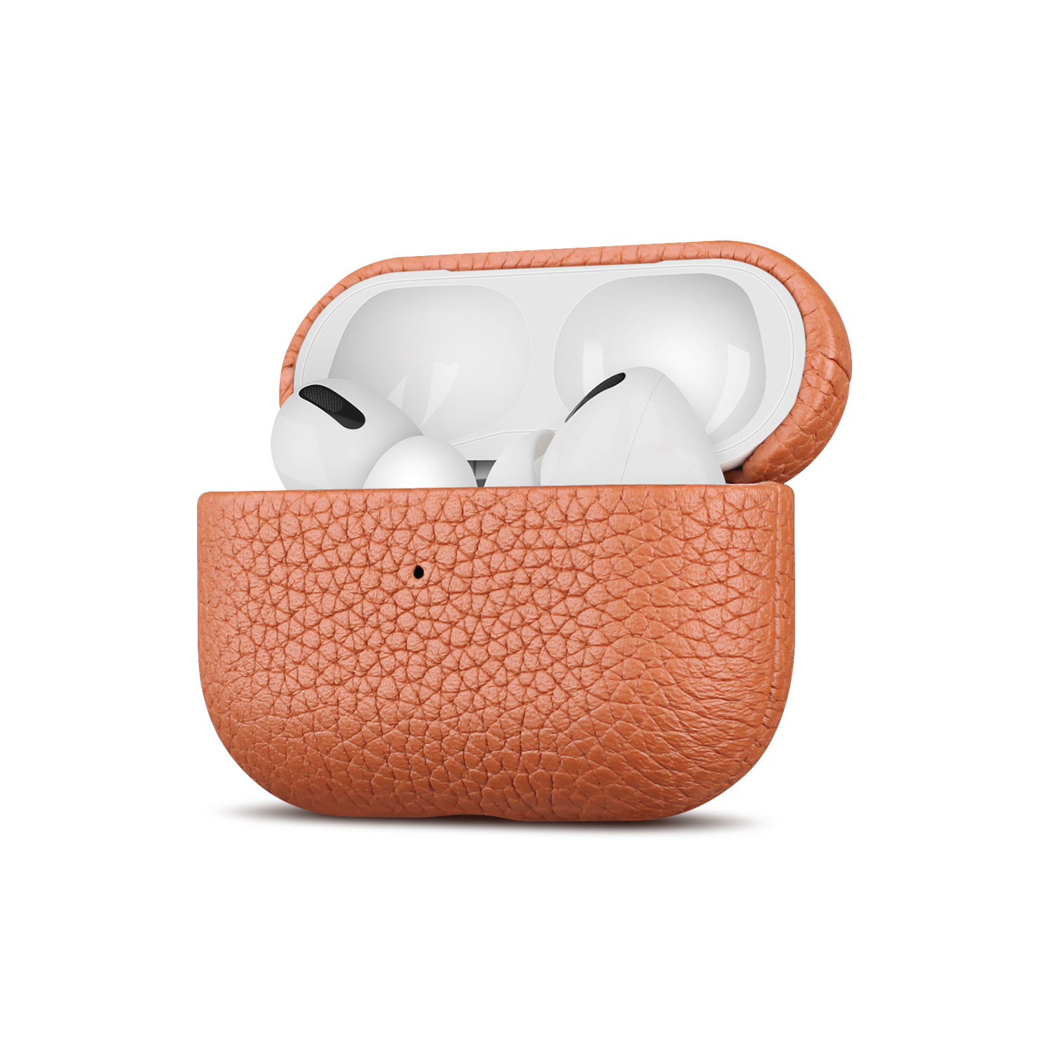 Lychee Leather Earphone Case Orange Fit - Image 4