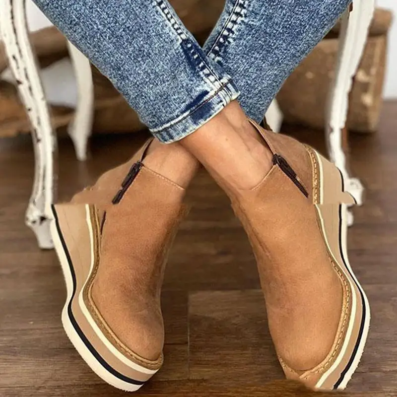 New Style Flat Side Zipper Shoes For Autumn And Winter