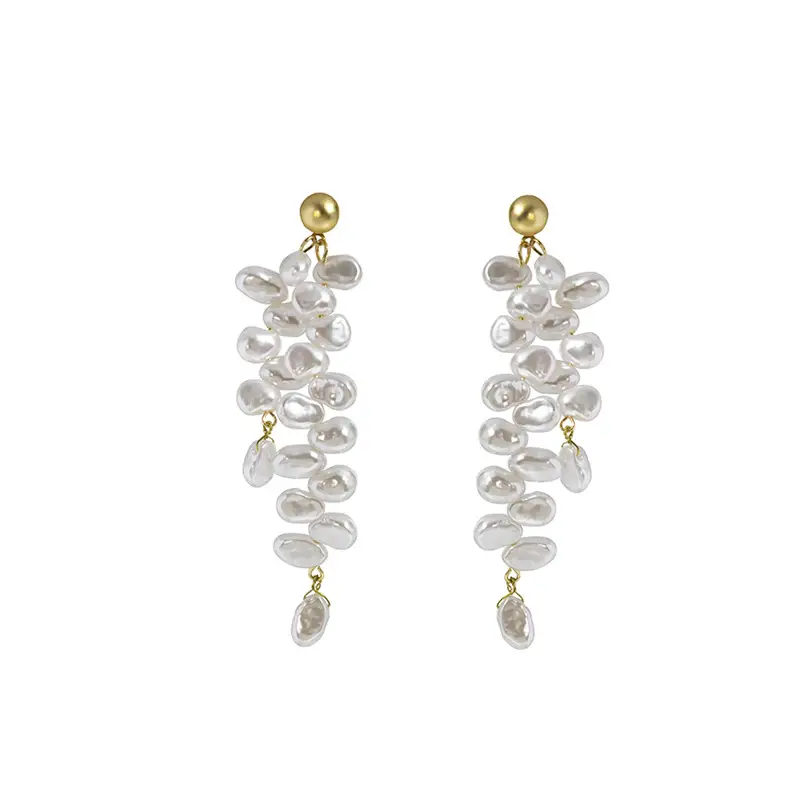 Long European And American Pearl Tassel Earrings