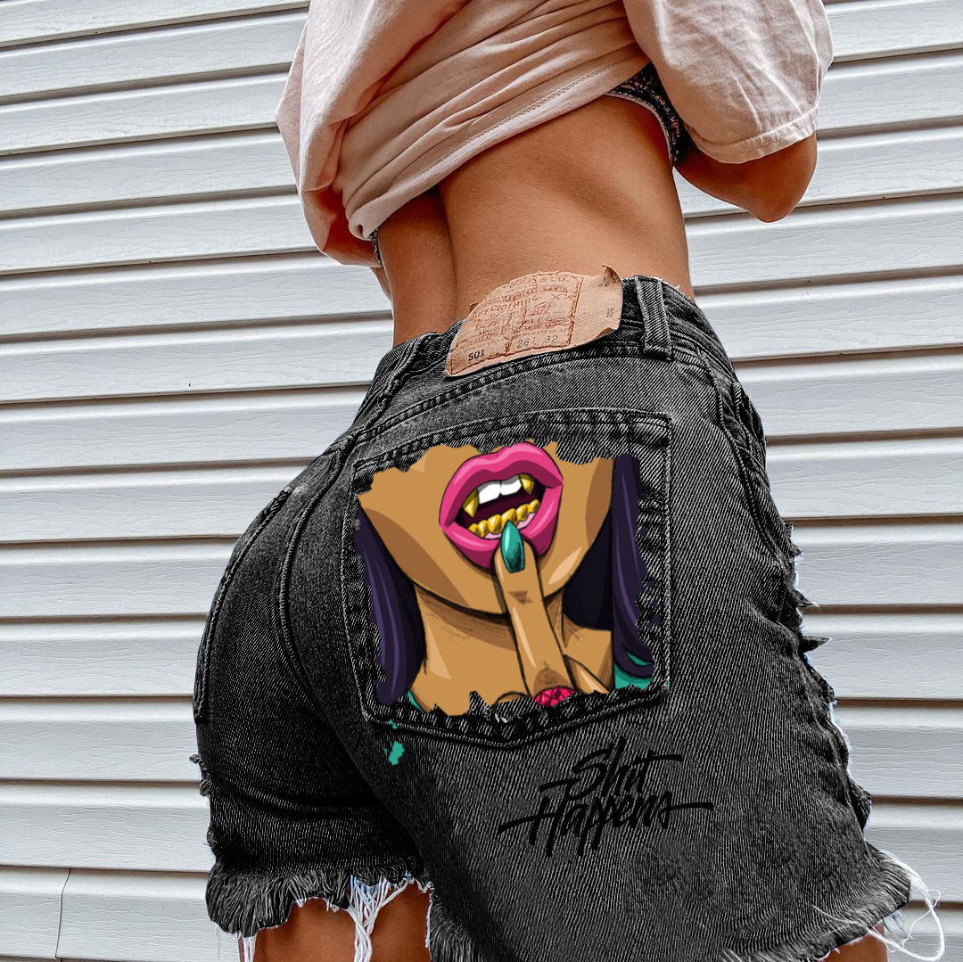Women's Fashion Ripped Denim Shorts Black1 - Shop at LoveMi