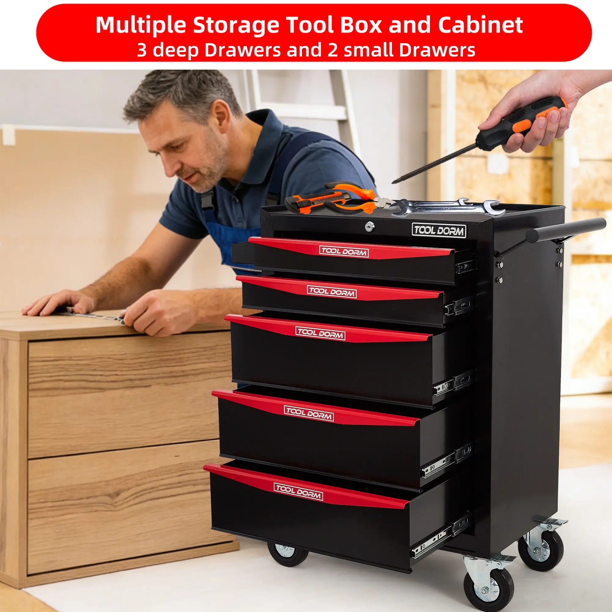 Tool Cabinet 21inch With Wheel And Drawers