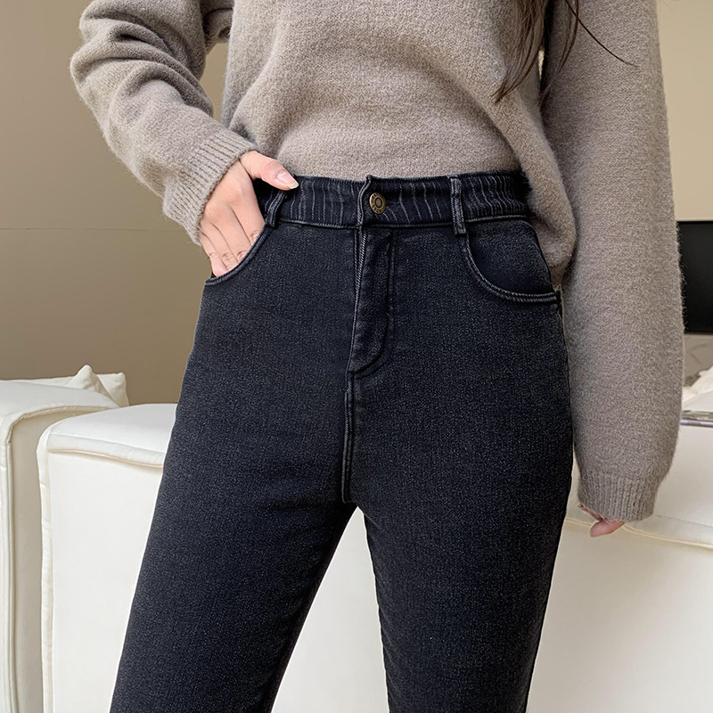 Title 6, Stretch-jeans met vintage rits en hoge taille v...