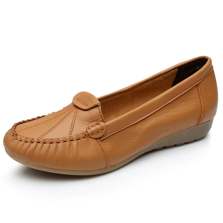 Title 2, Comfortable Leather Slip-on Wedge Heel Soft Sol...