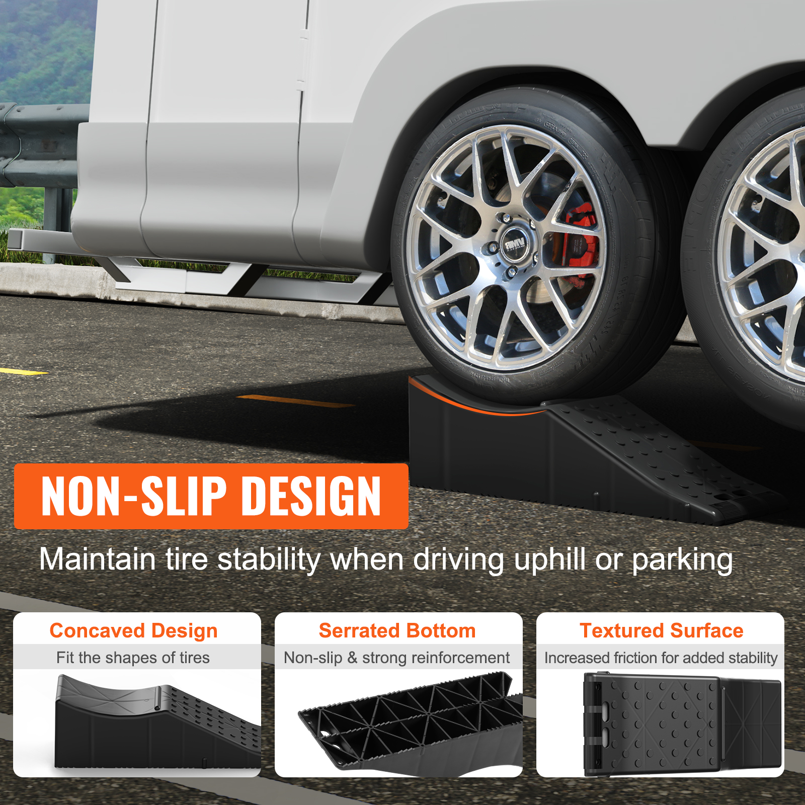 VEVOR Car Service Ramp, 20000 Lbs 10 Ton Loading Capacity, Lift Car Ramp, Low Profile Plastic Tire Ramp, Heavy Duty Truck Ramp For Oil Changes Wheels, Lift Vehicle Maintenance,