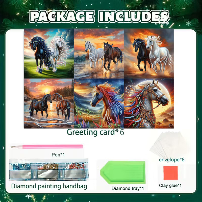 DIY Diamond Painting Kit Birthday Card Kit, Unique Animal And Horse Pattern Design, Water Diamond Diamond Painting Art Mosaic Postcards, Festival Cards Perfect For Families, Friends, And Lovers, Handm — foto 6