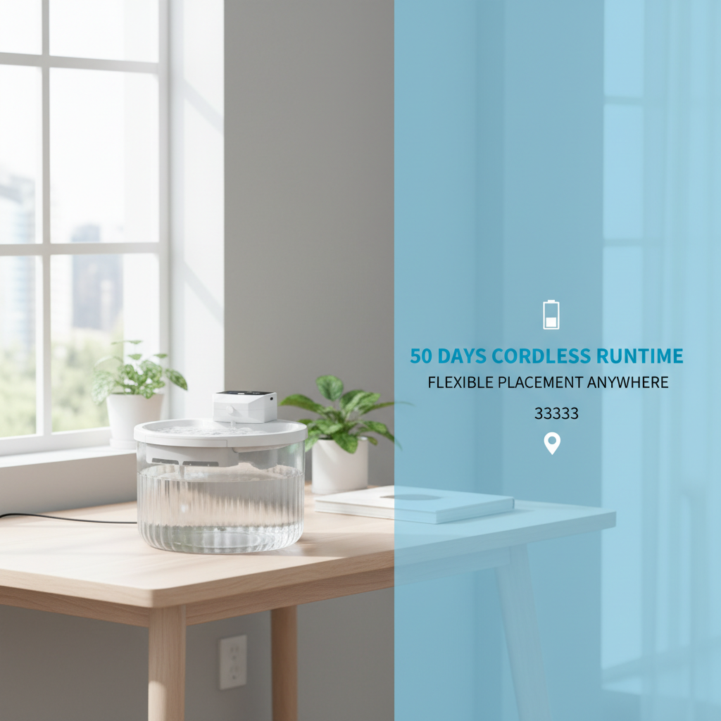 2000ML Wireless Pet Drinking Fountain, 2500mAh Rechargeable, Motion Sensor Circulating Running Water Bowl For Kittens Puppies