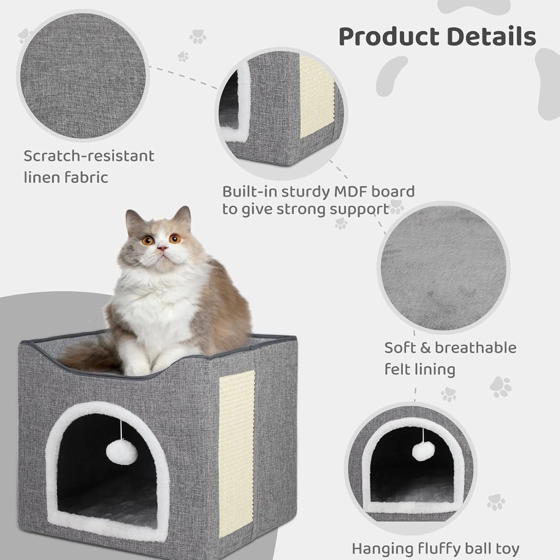 Pet Foldable Storage Cat Shelter Three-dimensional Cage With Scratching Pad — image 12