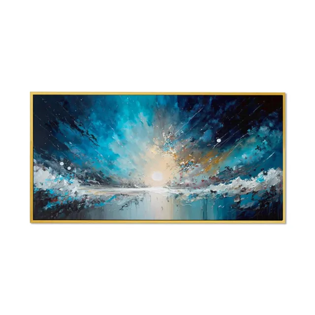 Handmade Oil Painting Canvas Wall Art Decoration Abstract Blue Starry Sky Ocean Artwork For Home Living Room Decor Rolled Frameless Unstretched Pai... Without Inner Frame - Shop at LoveMi