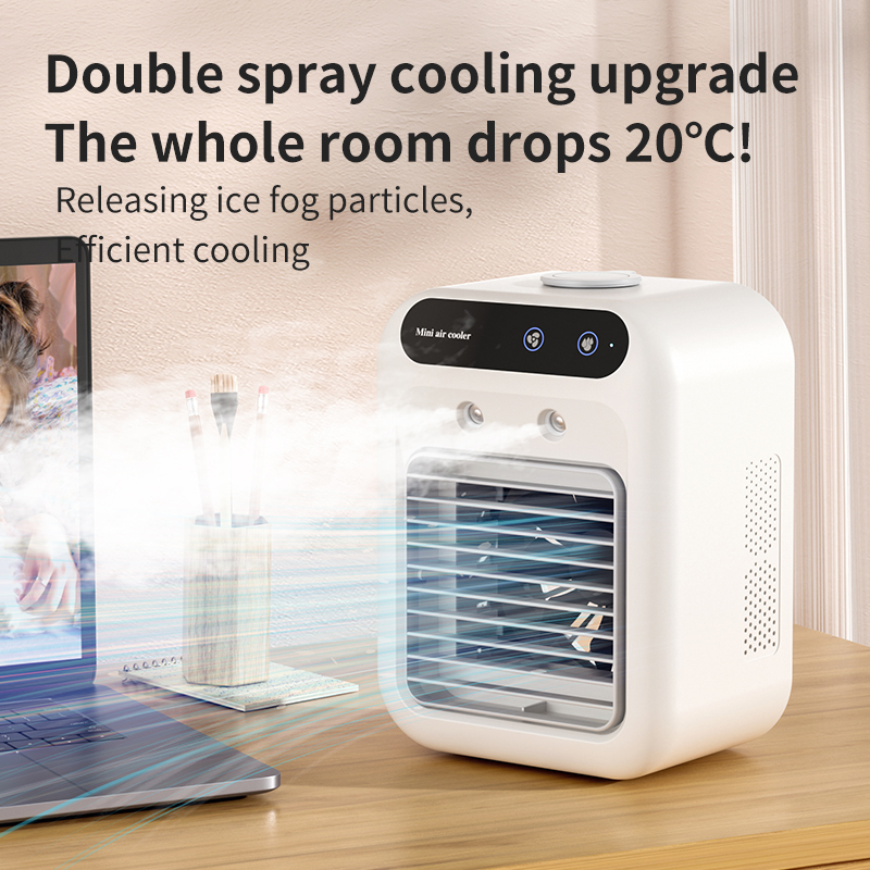 Portable Air Cooler With Mist  Small Desktop Air Conditioner Fan, 3 In 1 Humidifying Cooling Fan For Home, Dorm And Office, Mobile Evaporative Cooler With Water Spray