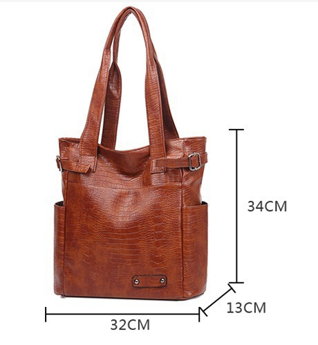 Title 7, Soft Leather Tote Large Capacity Shoulder Bag