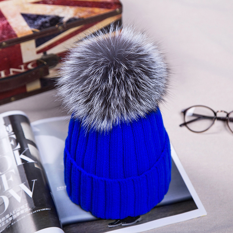 Title 9, Big fox fur ball wool hat