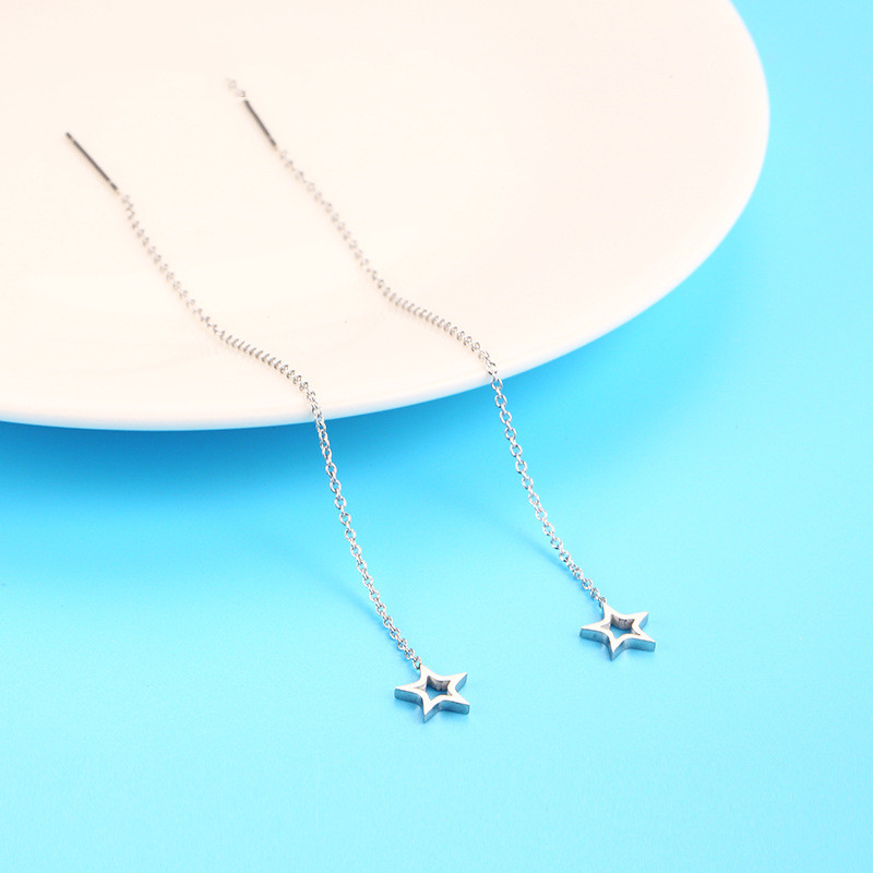 Fashionable And Popular Earrings Glossy Five Pointed Star