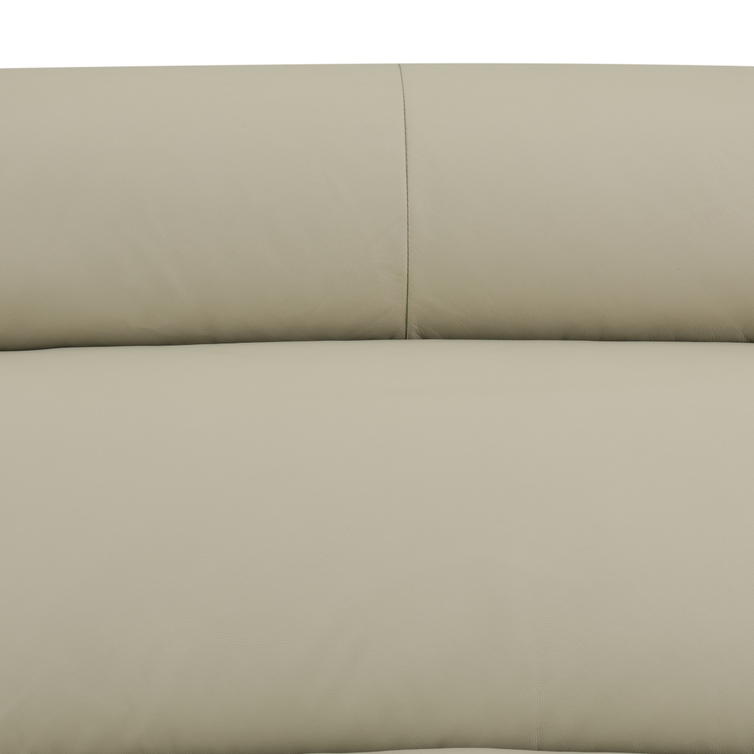 Pickup Only--Beige Top Grain Leather And PVC 3-Piece Living Room Recliner Sofa Set