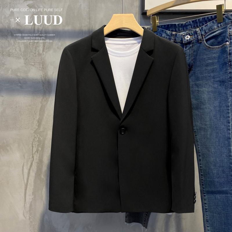 Trendy Men's Handsome Casual Clothes Single Xichun Solid Color