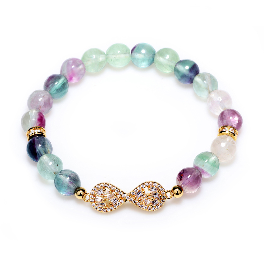 Crystal 8MM Color Fluorite Bracelet Zircon Trend Ladies