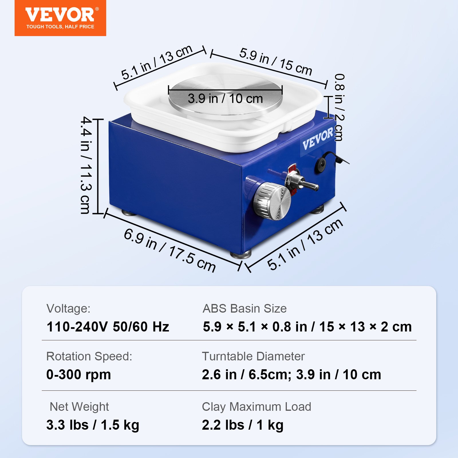 VEVOR Mini Pottery Wheel, For Kids Or Beginners, 2 Turntables 2.6in 3.9in Ceramic Wheel Machine… image 3