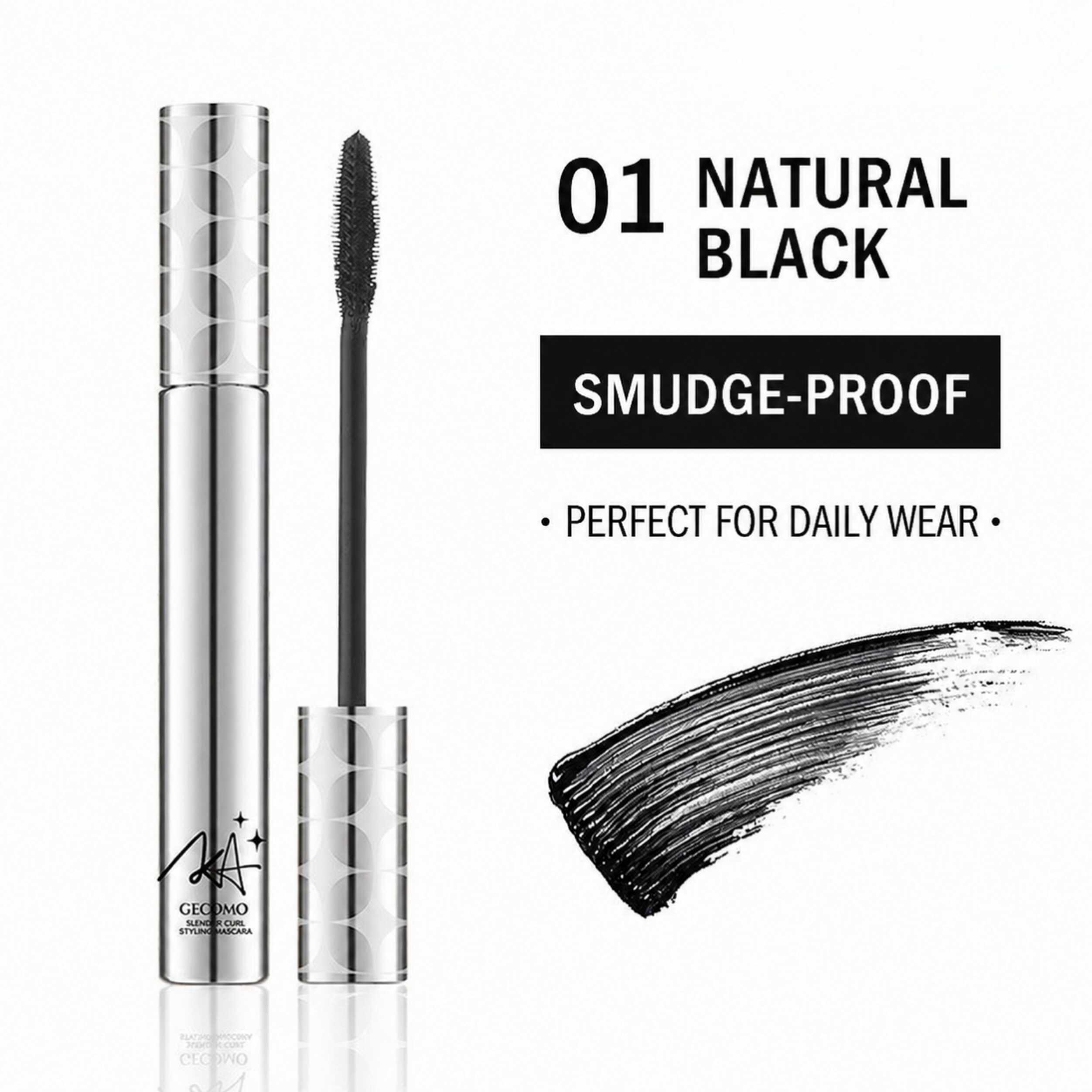 GECOMO Silver Tube Mascara, Waterproof, Long-Lasting