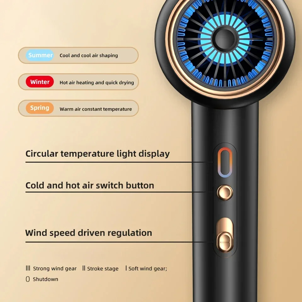 F33 Professional Hair Dryer Hot Cold Wind Air Brush Hairdryer Negative Lonic Blow Dryer Strong PowerDryer Salon Tool 2400W — foto 6