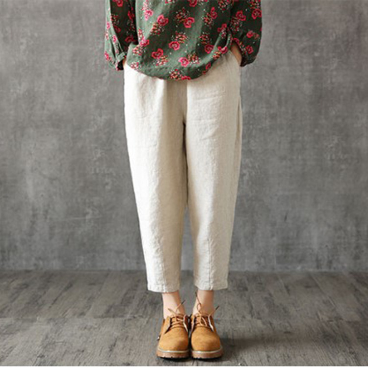 Title 2, Loose Cotton And Linen Pants Summer Thin Harem ...