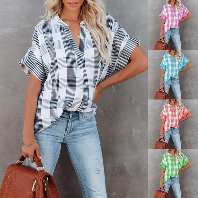 Fashion Printed V-neck Loose Casual Ladies Top