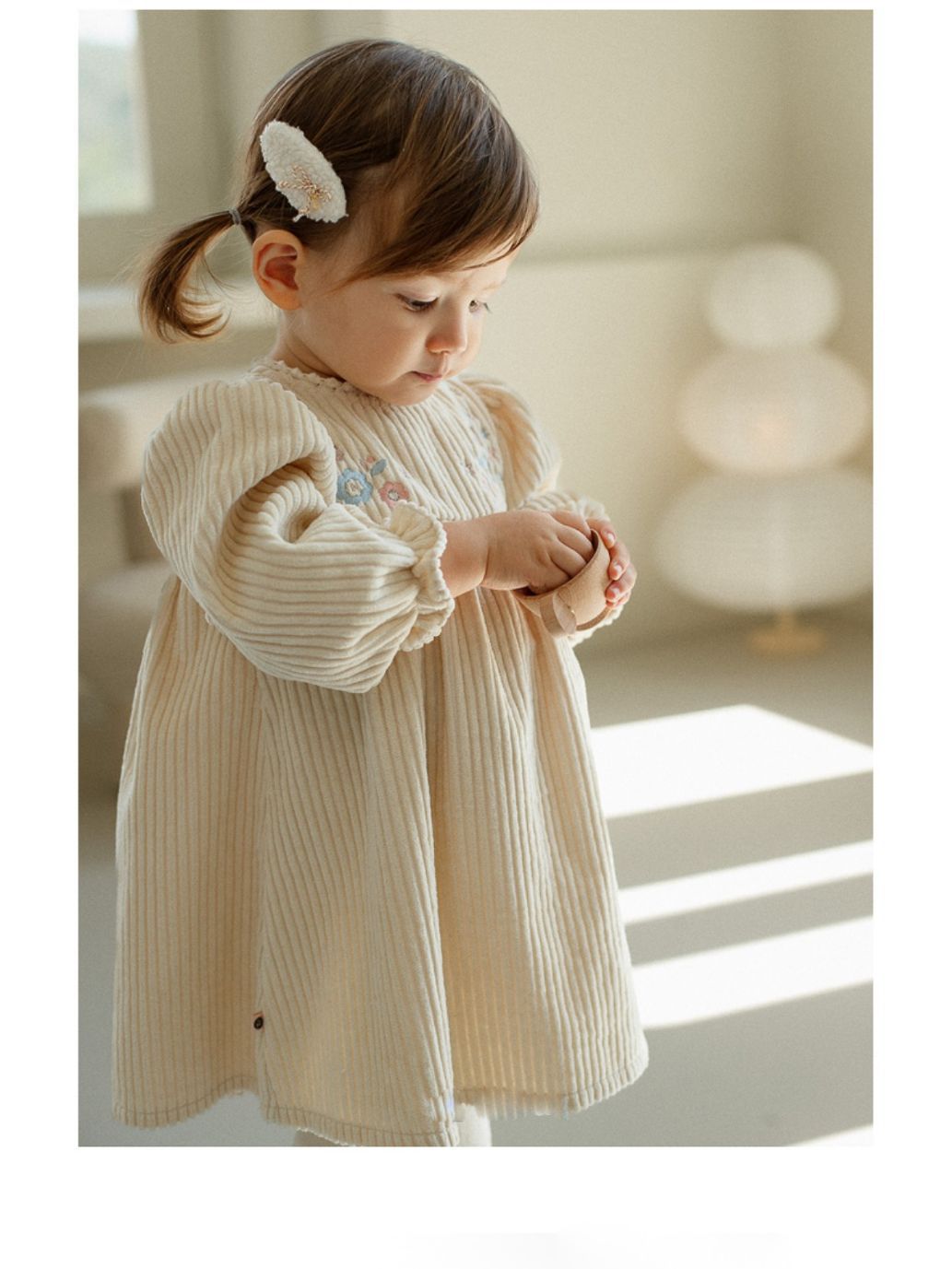 Title 5, Little Girl Corduroy Embroidered Long Sleeve Pr...