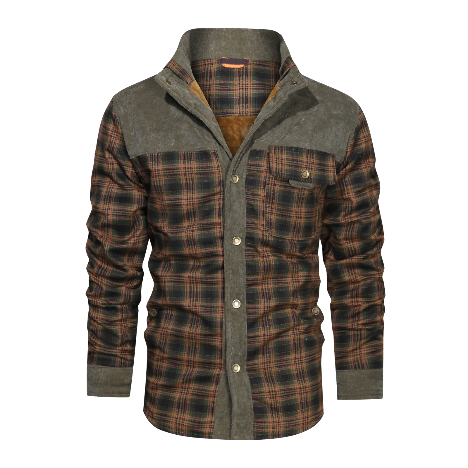 Thickened-Shirt-Jacket-With-Classic-Plaid-Fuzzy-Fleece-Lining-Inside-Design