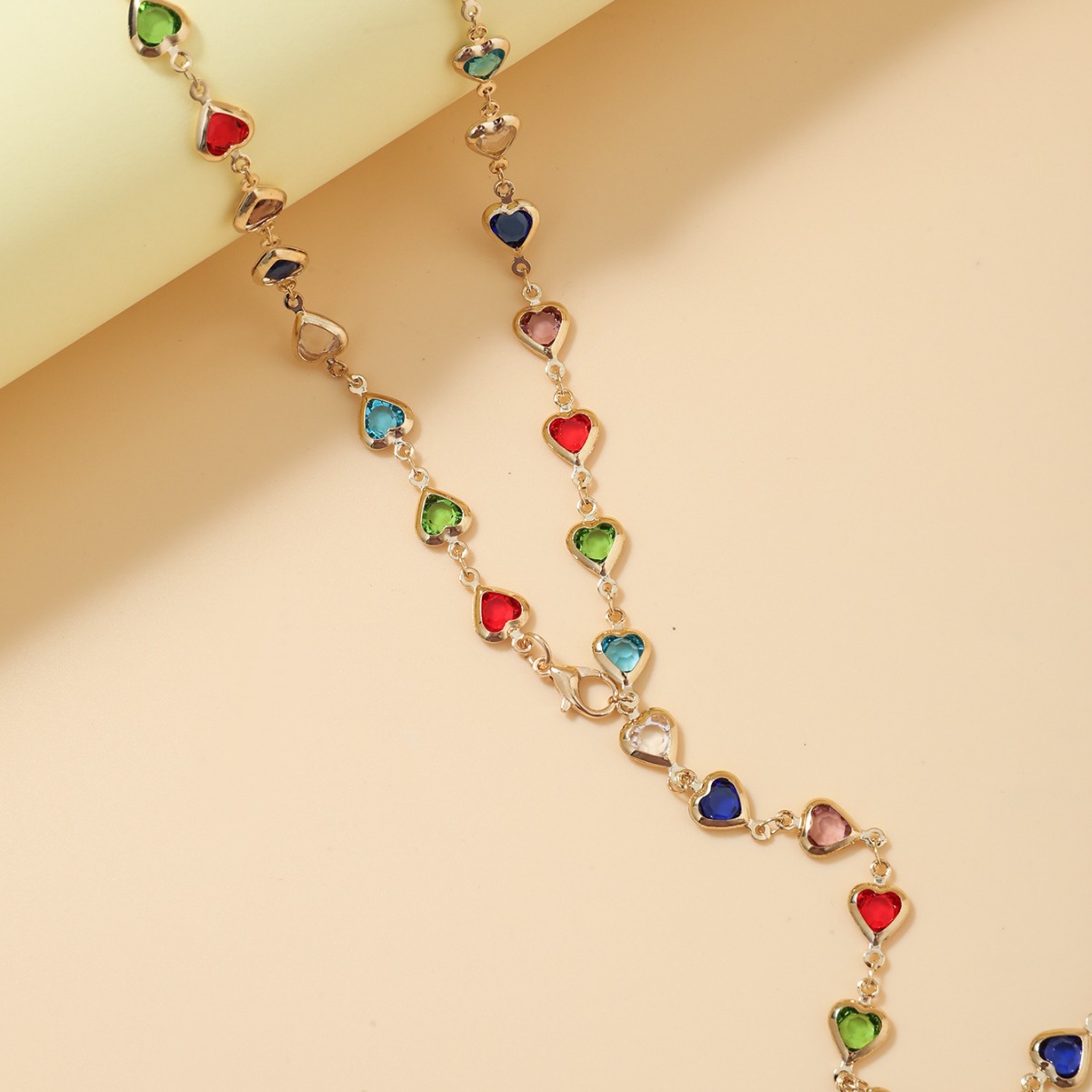 Cross-Border European Fashion Jewelry, Colorful Crystal Chain Necklace, Sweet Tassel Alloy Multi-Layer Clavicle Chain For Women 7