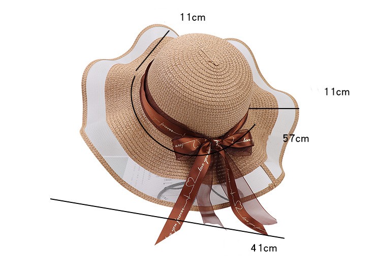Large Eaves Bow Streamer Beach Hat Women's Outdoor Sun Protection Dome