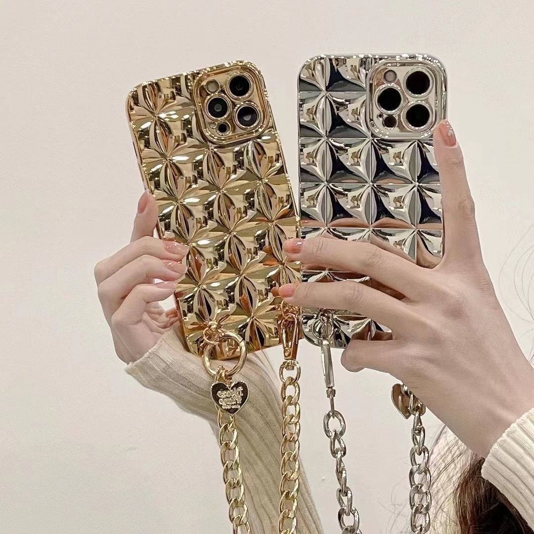 INS Electroplated Silver Diamond Lattice Phone Case