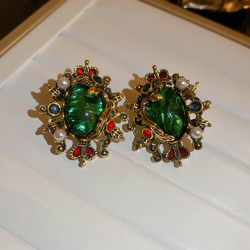 Sterling Silver Needle Antique Earrings Women Niche Design Light Luxury High Sense Jewelry