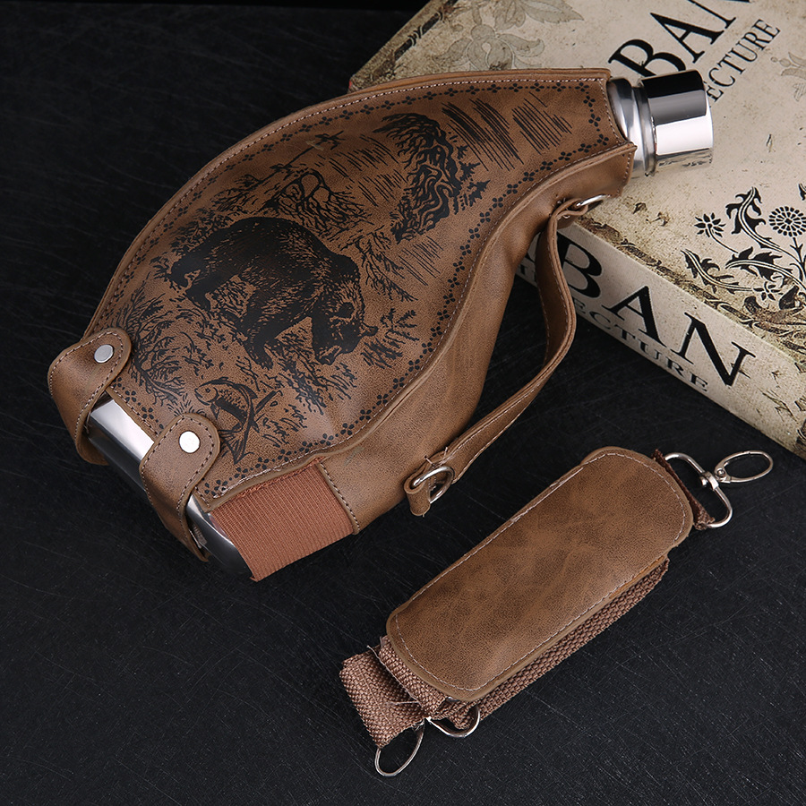 304 stainless steel hip flask 3 kg horn hip flask (brown)