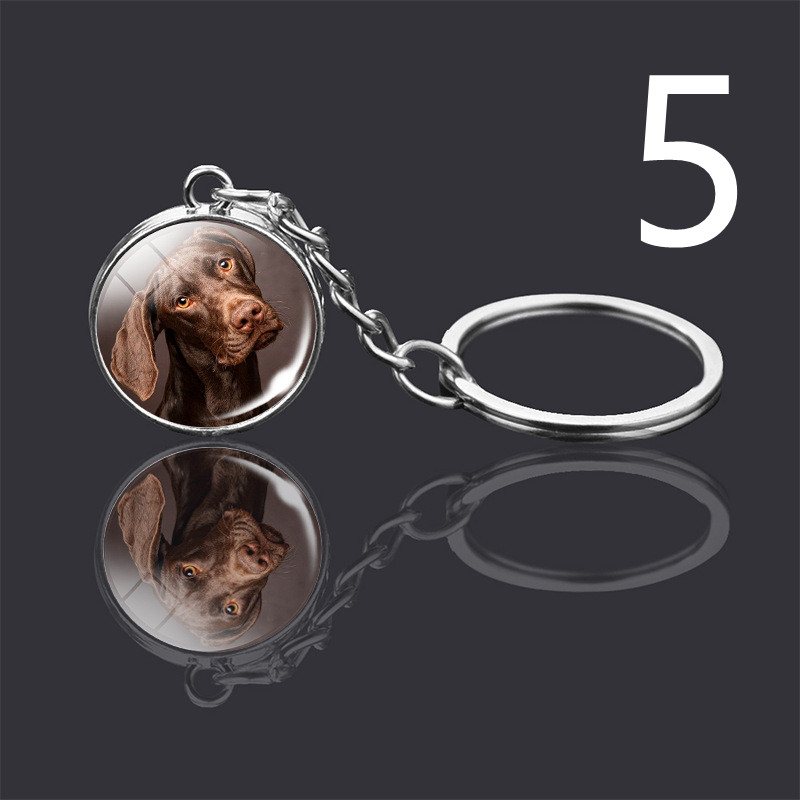 Luminous Dog Double-sided Glass Ball Keychain Jewelry Pendant