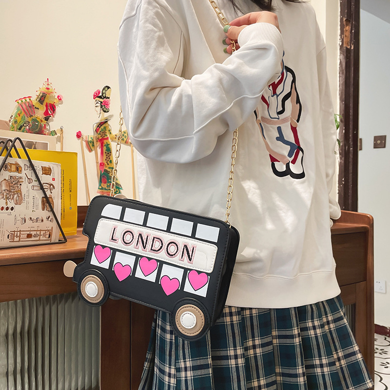 Women's Fashion Personalized Embroidered Love Letters Small Car Shape Crossbody Bag