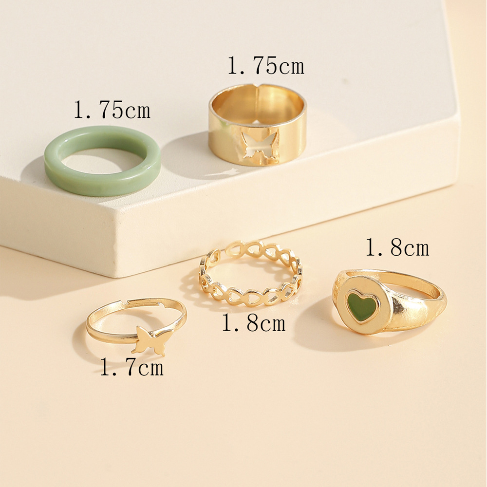 Creative And Simple Resin Alloy Women's Ring Color Ring Set