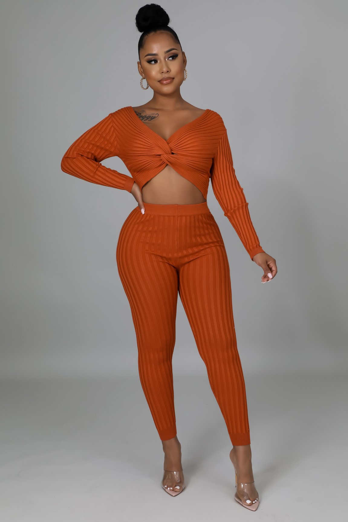 Women's Solid Color Pit Strip Pleated Two-piece Suit