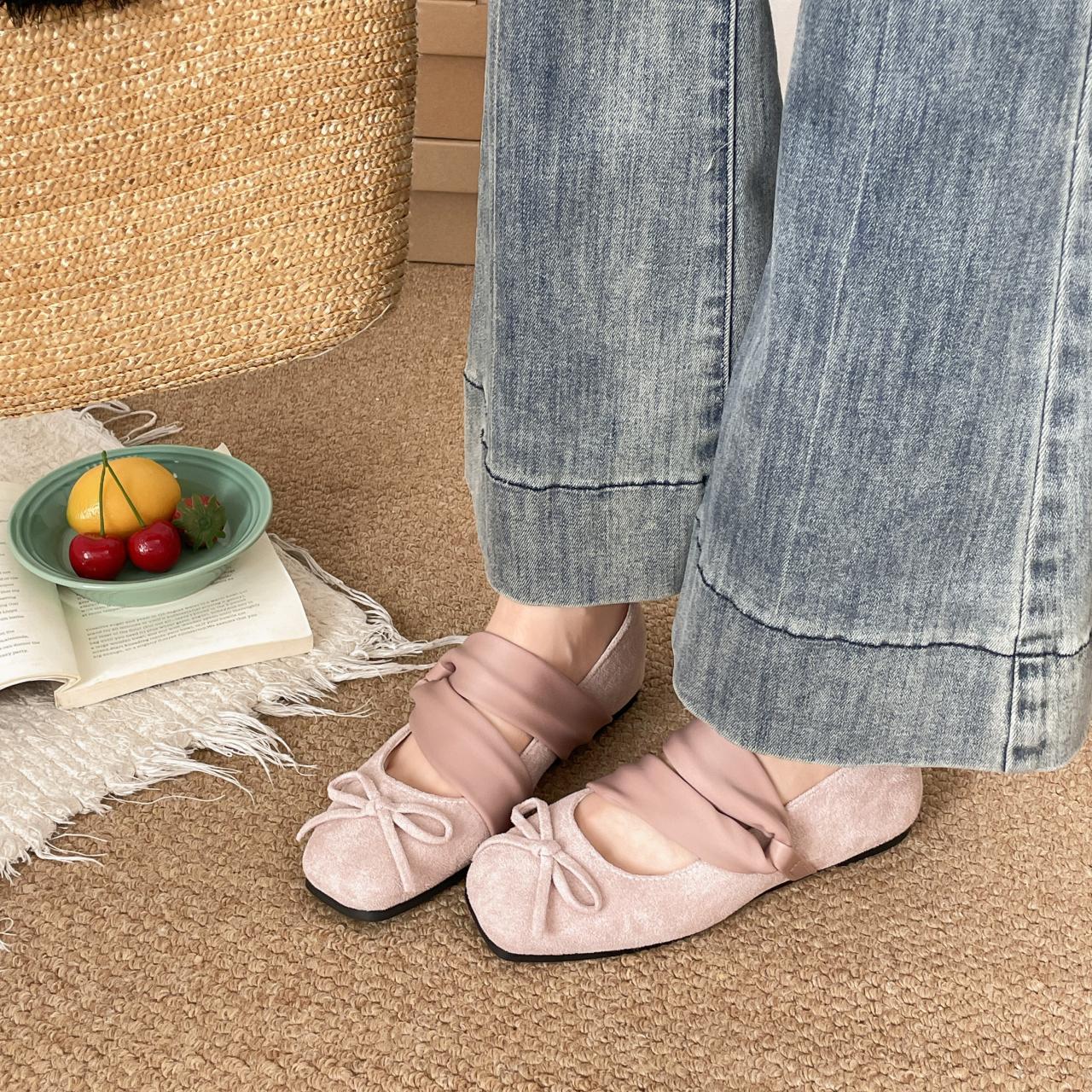 Satin Crisscross Strap Ballet Flats, picture 2 of 5