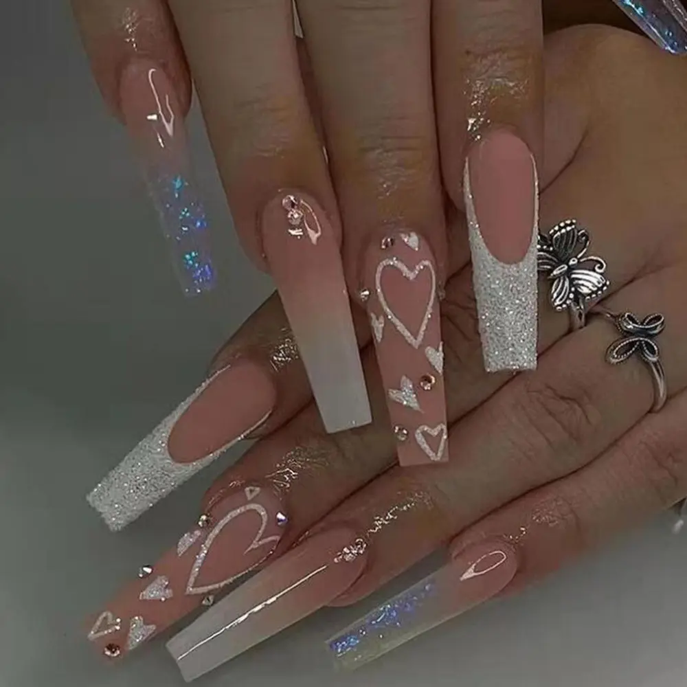 Valentine's Day 24-piece Long Coffin-style Manicure Set