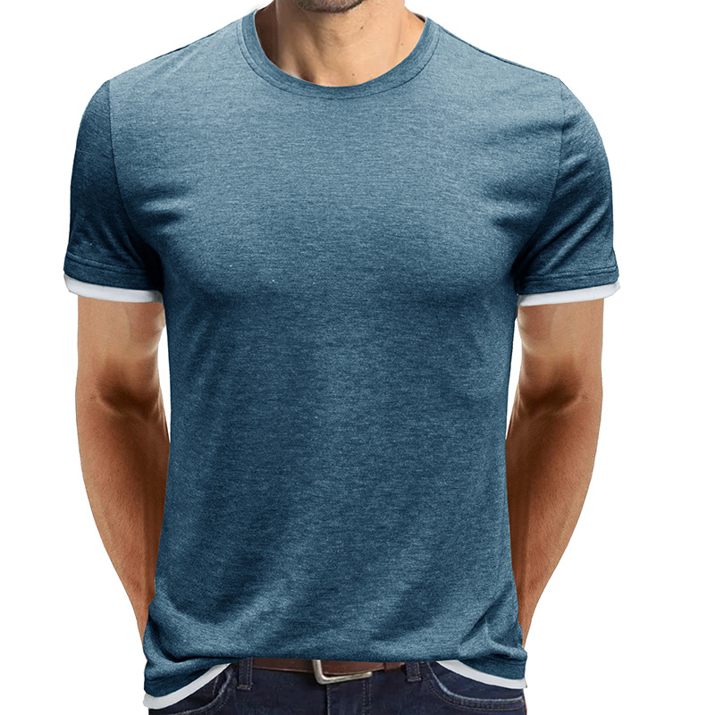 New Solid Color Short Sleeve Men's T-Shirt Crew Neck