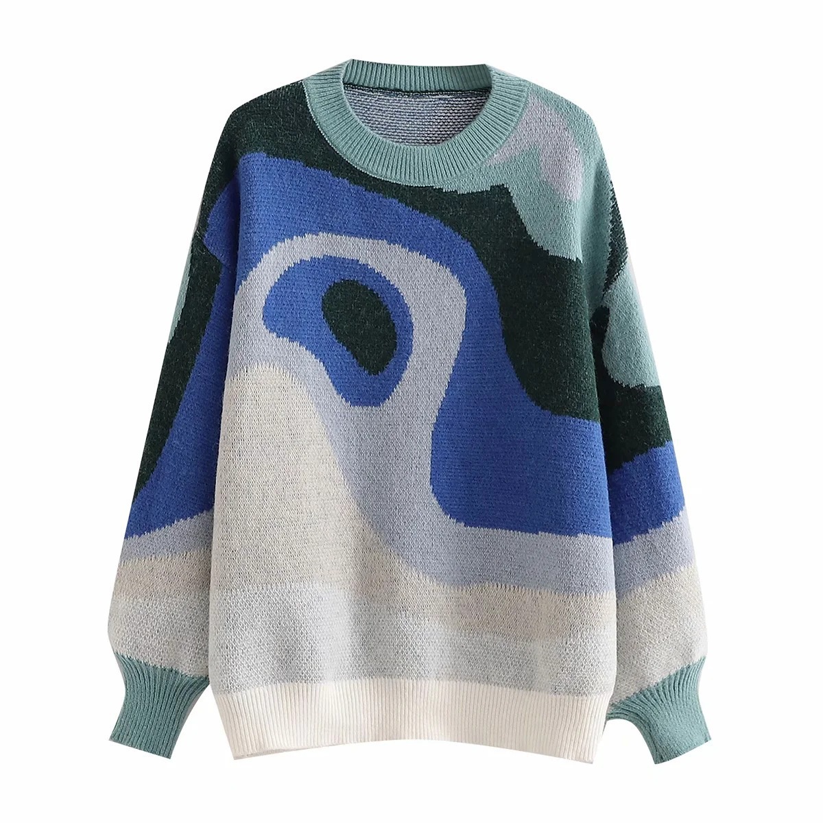 Title 4, Farbblock-Regenbogen-Print Pullover mit halbem ...