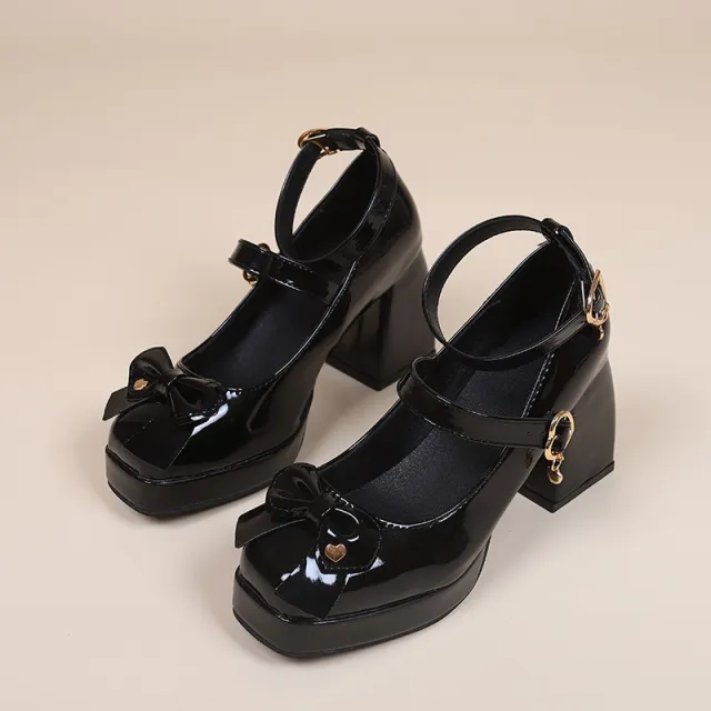 Platform Boots Mary Janes Ankle Strap Chunky Heel Uniform Dress Pumps Shoes Black - Shop at LoveMi