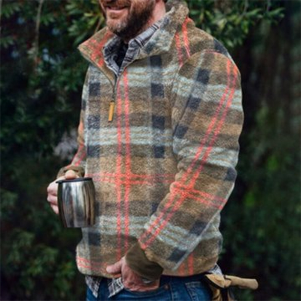 Autumn And Winter Casual Button Pocket Flannel Plush Men's Sweater