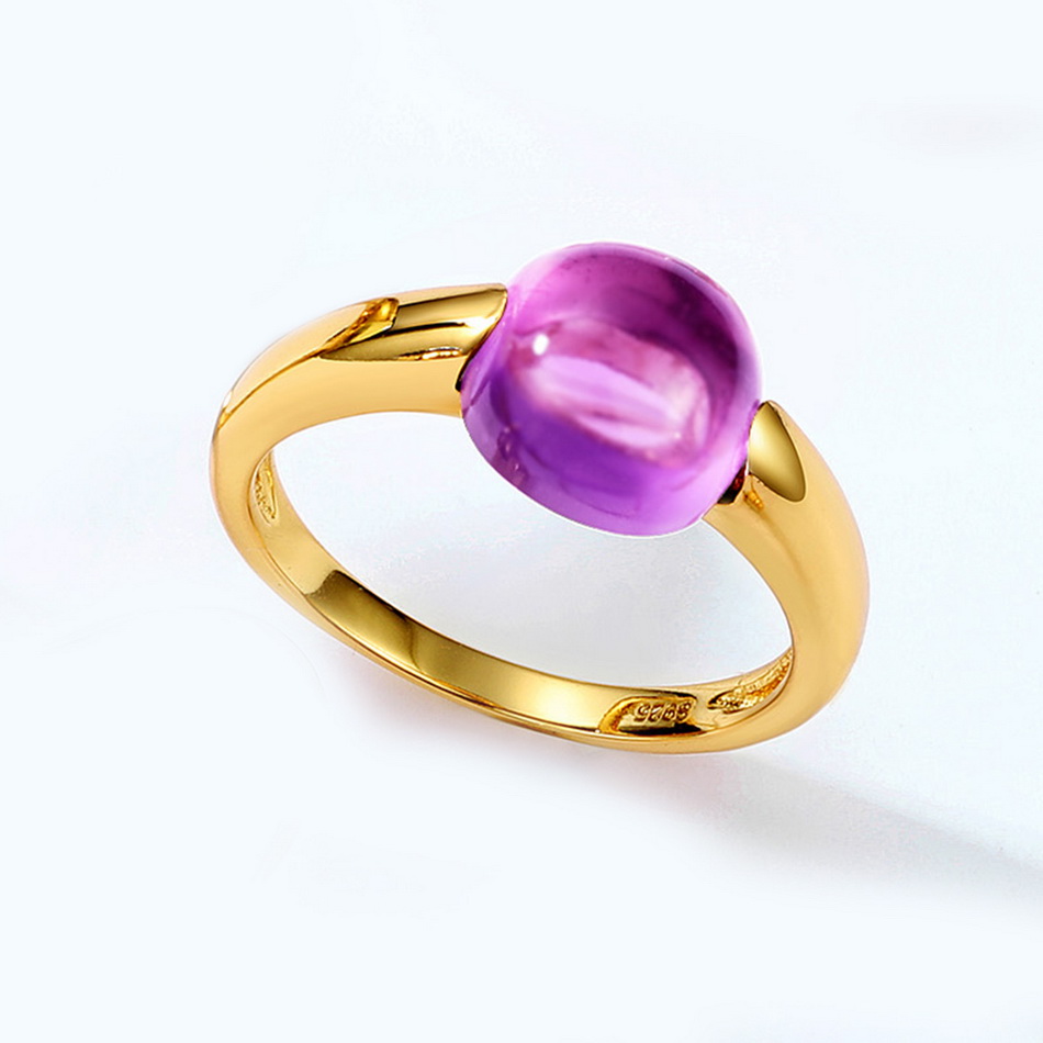 Title 4, New Simple Geometric Candy Amethyst Ring