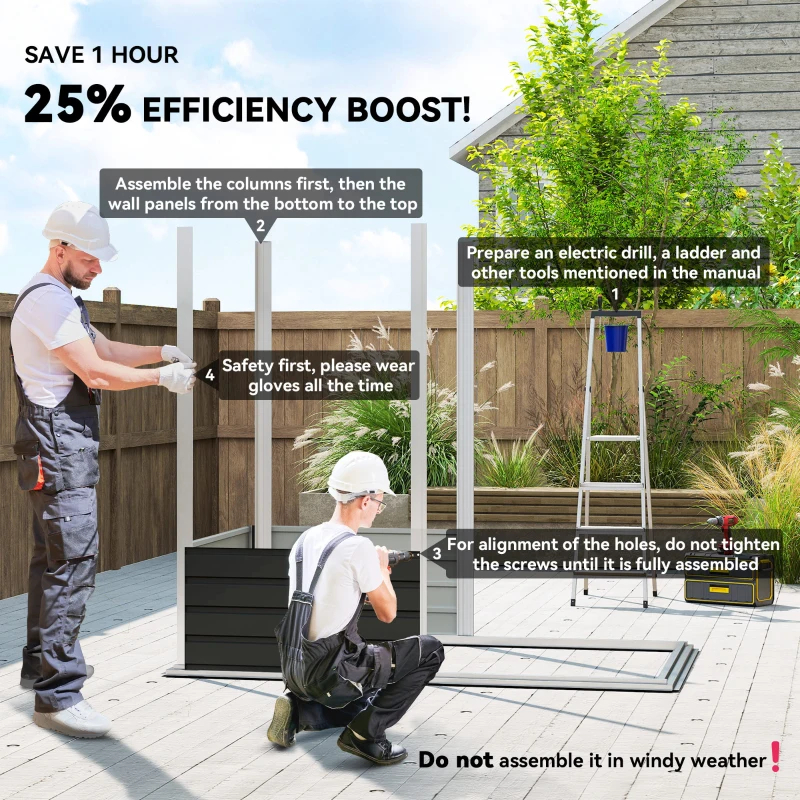 6' X 4' Outdoor Garden Shed, Metal Storage Shed With Lockable Door And Gloves For Backyard Garden Patio, Dark Gray Multiple Packages — foto 7