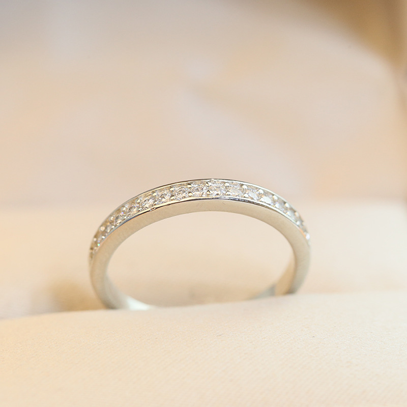 S925 Sterling Silver New Row Diamond Light Luxury Niche Couple Ring Women