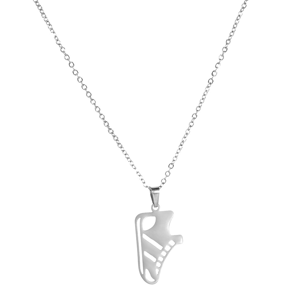 Fashion Personality Sportsman Hollow Out Sneaker Soccer Pendant Stainless Steel Necklace