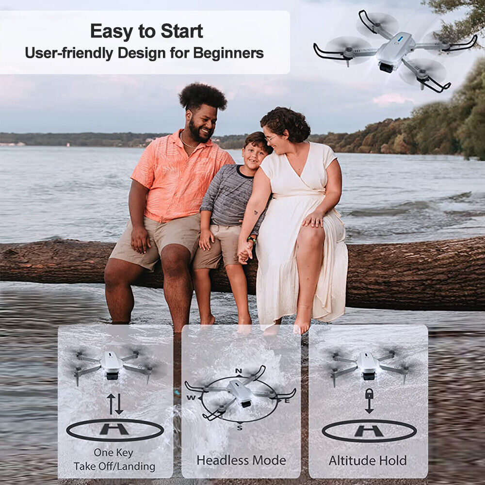 3 Batteries Pro Drone 4K Selfie Camera Wifi Fpv Foldable Rc Quadcopter UK