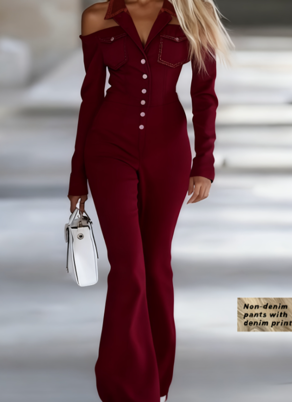 Sexy Off-the-shoulder Long-sleeve Jumpsuit